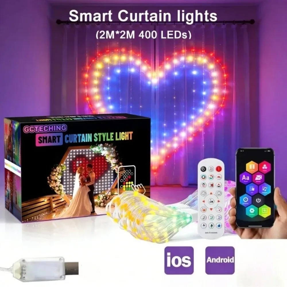 Outdoor Lighting For Christmas - Outdoor LED Pixel Vorhanglichter Bluetooth APP