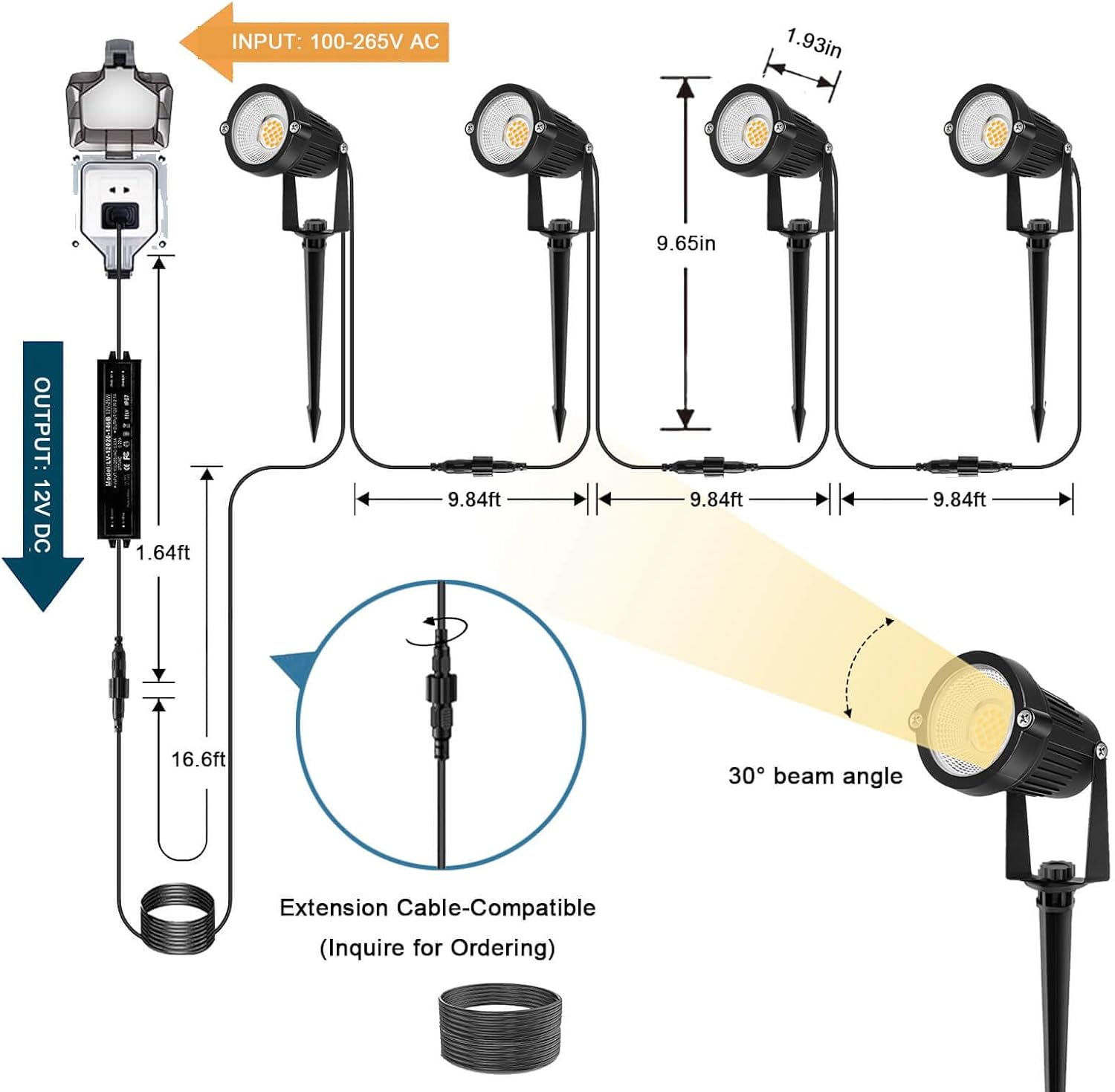 Outdoor Lighting Low Voltage - Niederspannungs-Landschaftsbeleuchtung, 12V LED-Außenstrahler, Gartenwegbeleuchtung, mit wasserdichtem