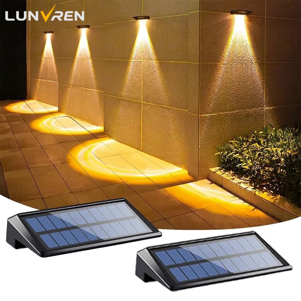 Outdoor Lighting Beacon - 2er-Pack Solar-Wandleuchten, 4 LEDs, Solar-Zaunleuchten, wasserdichte