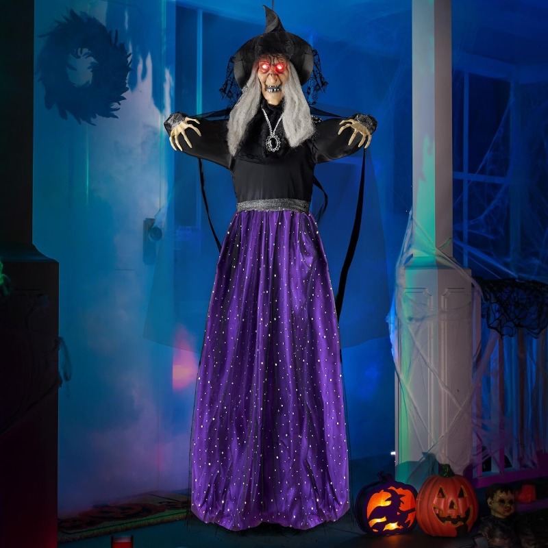 Outdoor Lighting Ideas For Party - 47'' Animierte Hexen-Halloween-Dekoration für Innen und