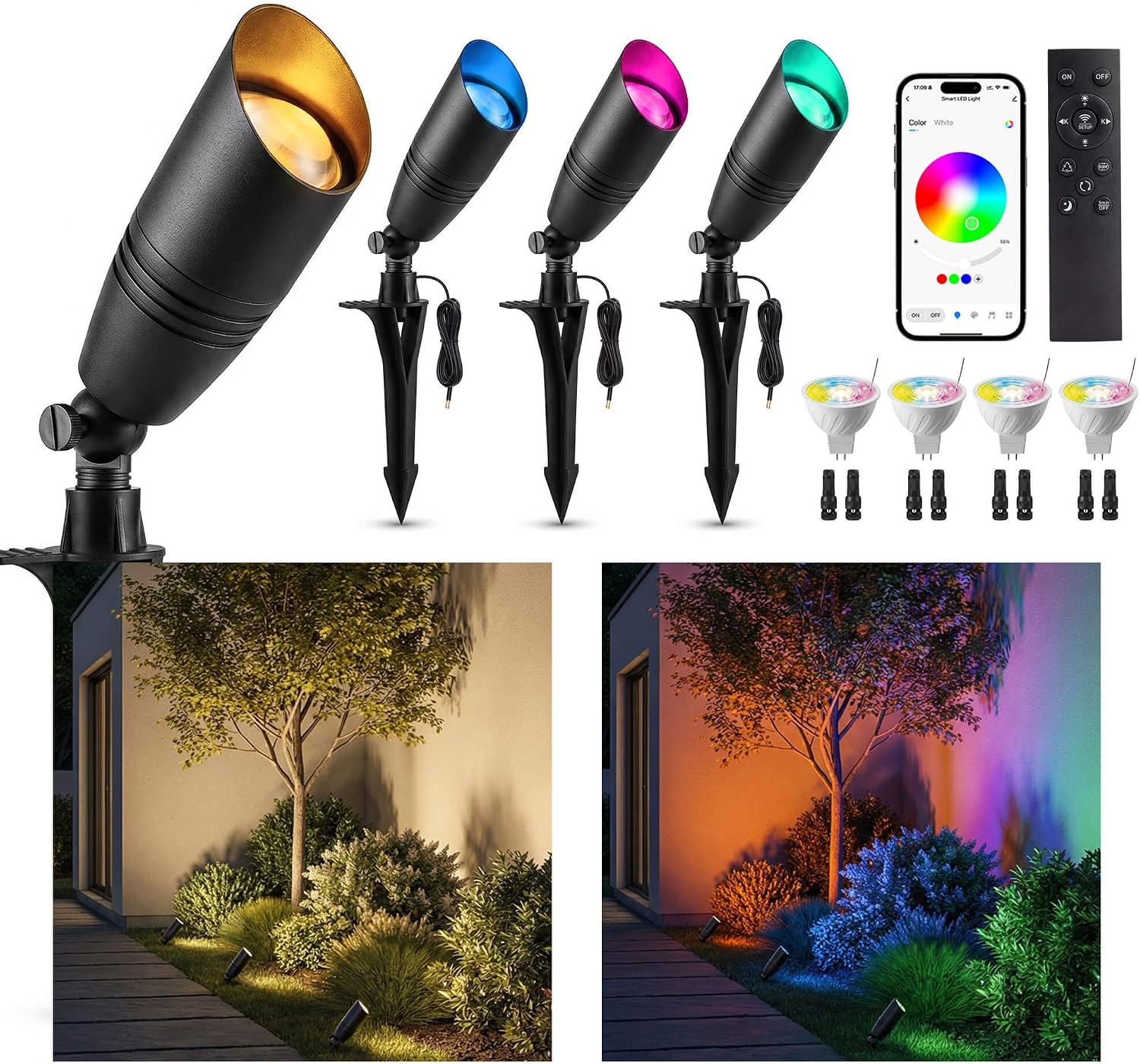 Outdoor Lighting Low Voltage - Niederspannungs-Außenbeleuchtung RGBCW Landschaftsstrahler 12V Farbwechsel Baumbeleuchtung