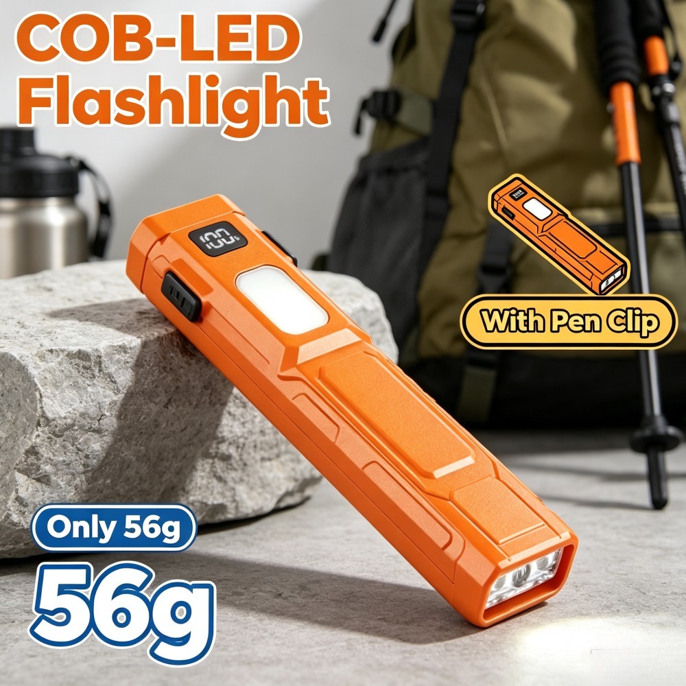Outdoor Lighting Usa - COB LED EDC Taschenlampe mit Stiftclip,