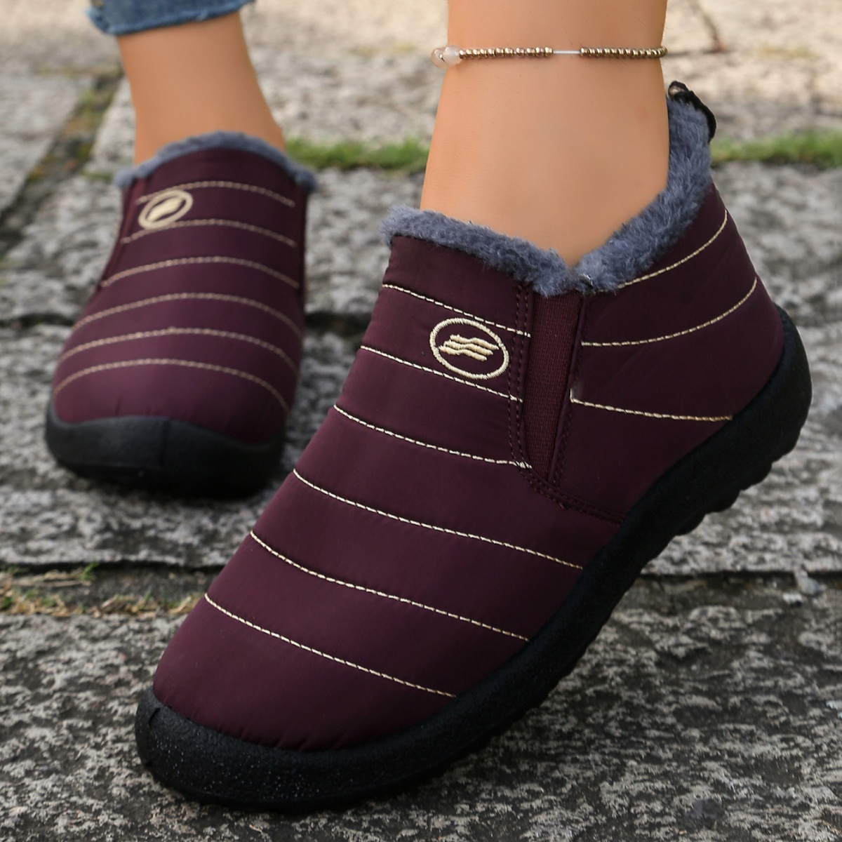 Outdoor Lighting Online - Wasserdichte Herren-Schneestiefel mit Fellfutter, rutschfeste, warme