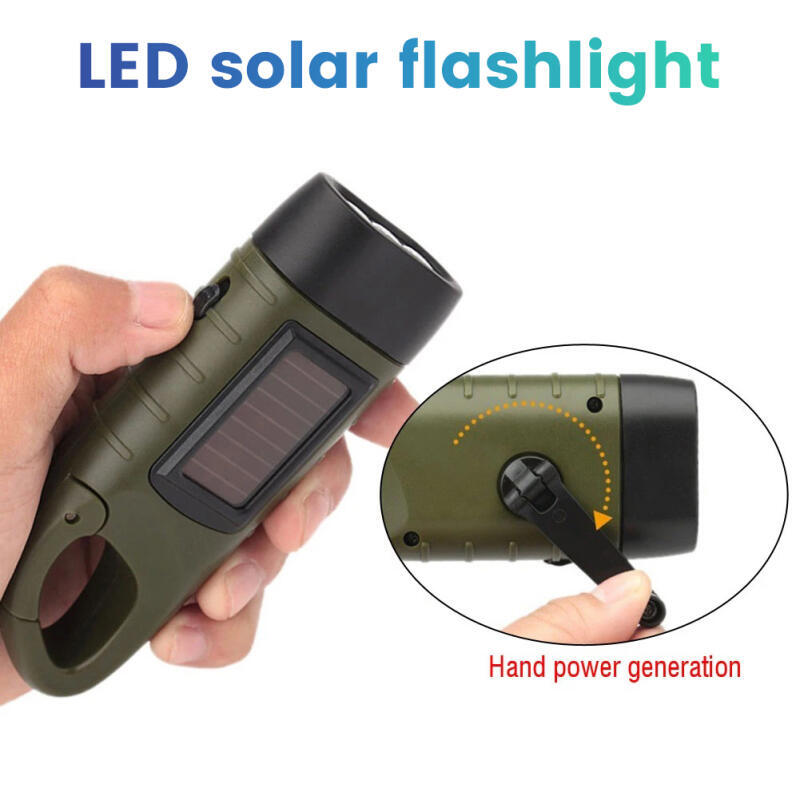 Fire Torch Solar - Handkurbel-Solar-Taschenlampe mit LED, wiederaufladbar, für Überlebensausrüstung,