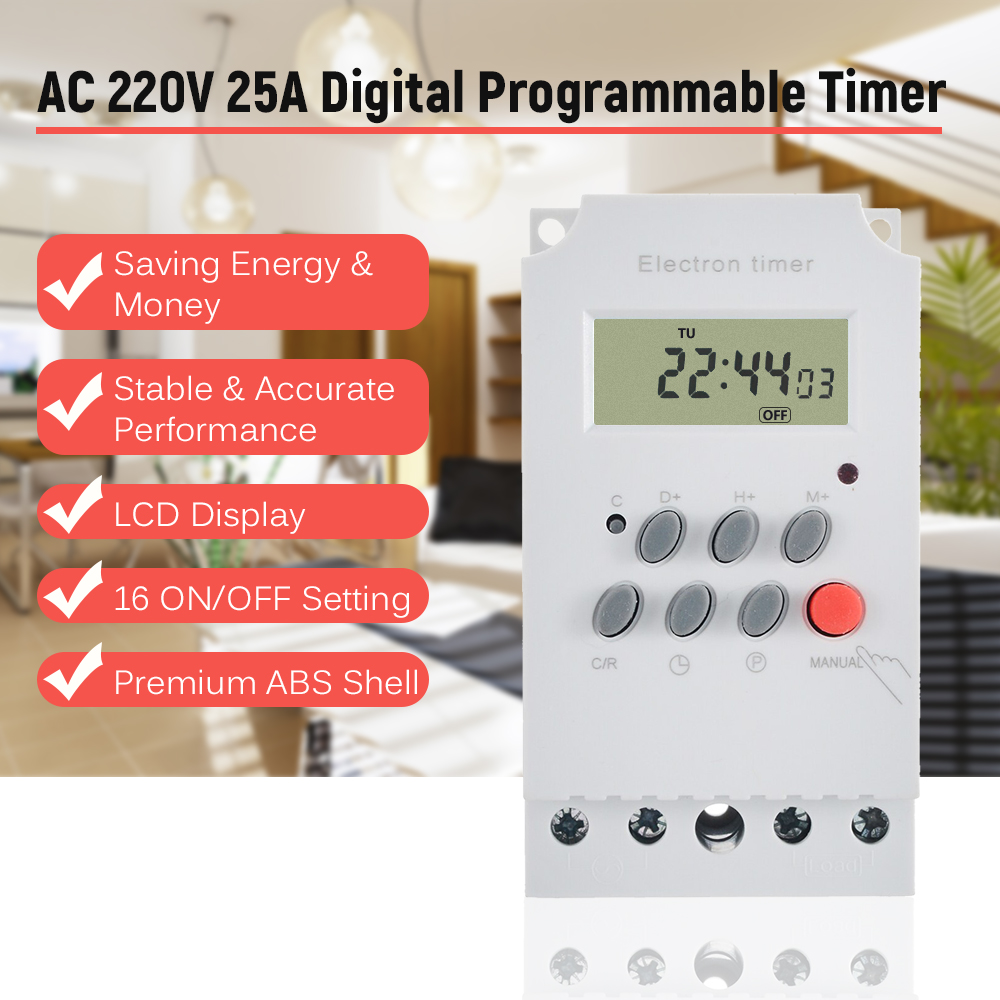 AC 220V 25A Digitaler programm – Outdoor Lighting Timer Switch Bewertung und Preis